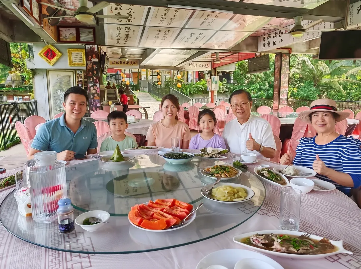 Dinner at the farm: shared dishes brought to a long table